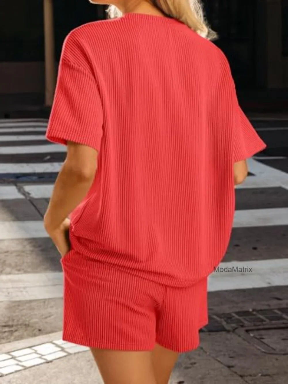 Matching 2 Piece Short Set Summer Travel Lounge Ribbed Loungewear Set